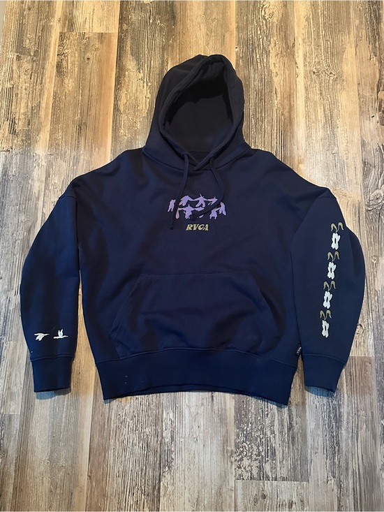 RVCA Other - RVCA Navy Hoodie with Lavender Graphic and Olive Accents